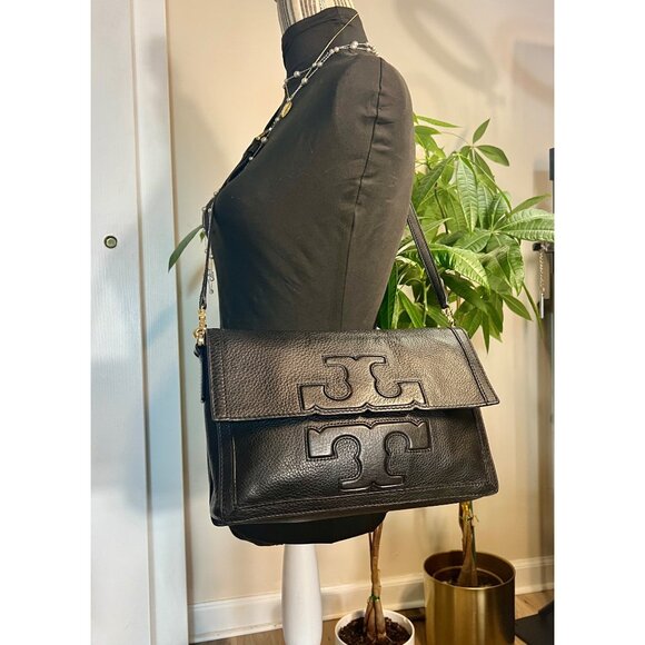RARE!! ✺ AUTHENTIC TORY BURCH BLACK LEATHER JESSICA SHOULDER BAG!  VINTAGE BEAUT - Picture 10 of 10